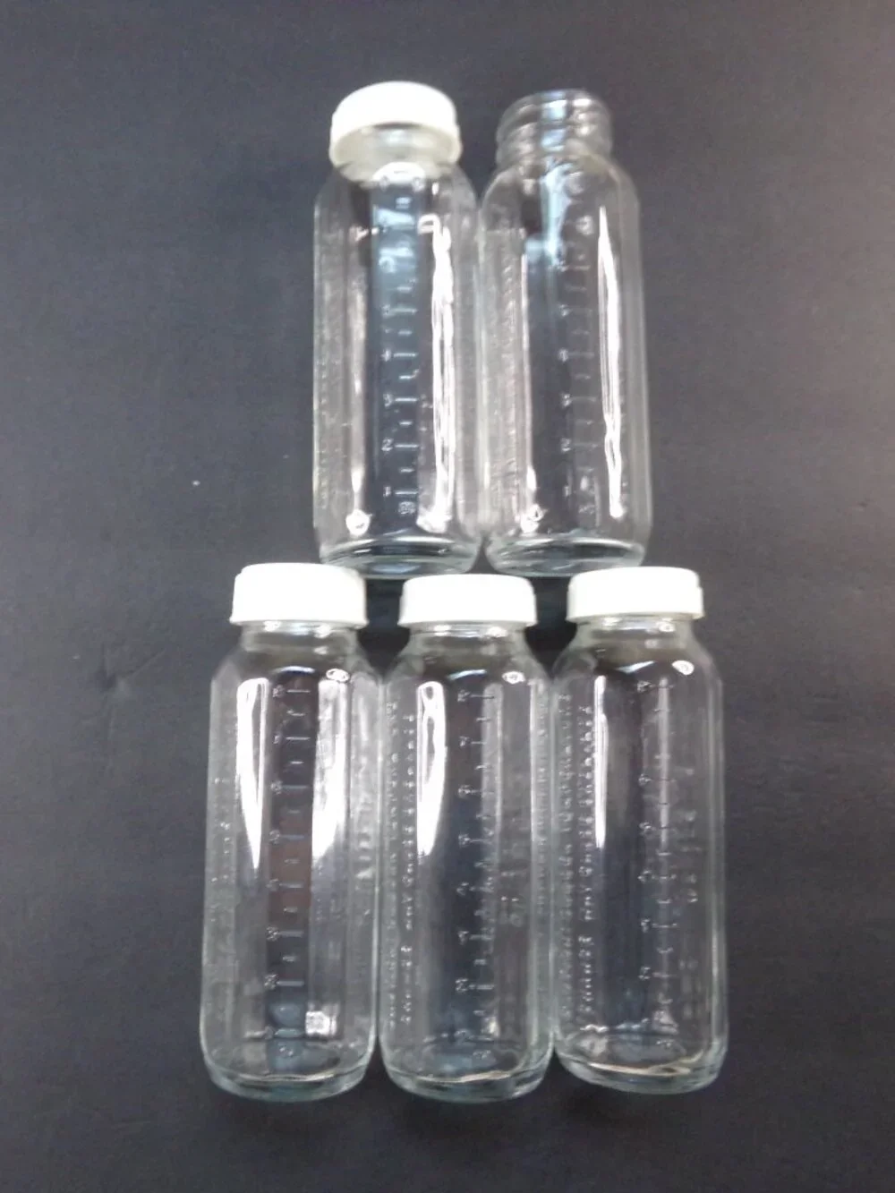 5 Clear Glass Evenflo Baby Bottles 8 ounce